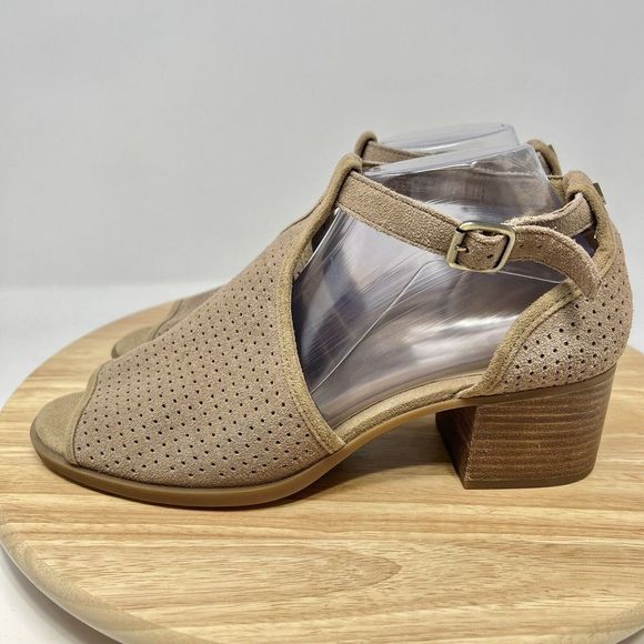 Koolaburra By UGG Shoes Tan Ashlyn Perforated Suede Heeled Sandal Size 10 - Picture 11 of 11